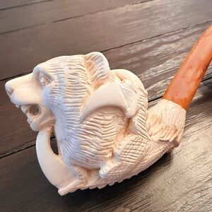 Meerschaum Pipe - Bear Head and Eagle Claw Design